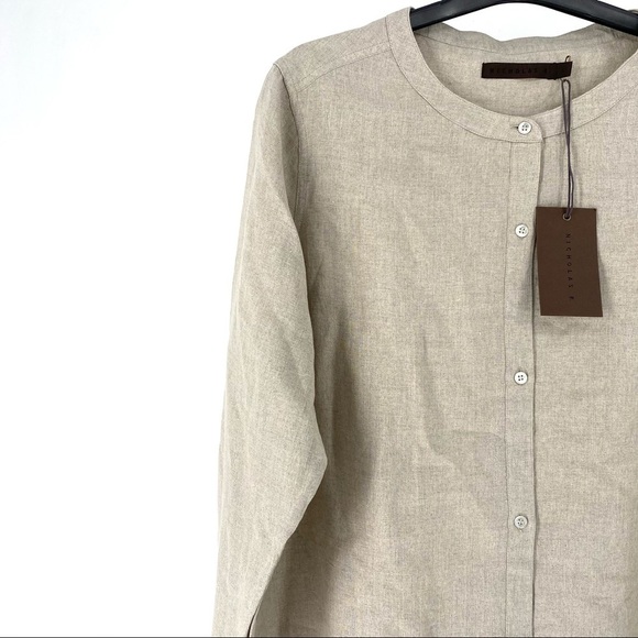 Nicholas K Women's Linen Wrap Shirt Dress Natural - Picture 7 of 12